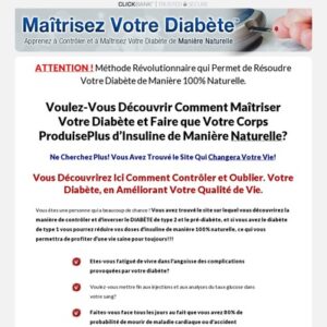 Maitrisez Votre Diabete. Diabetes Treatment French Version.