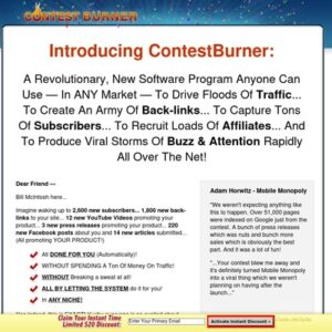 ContestBurner: Amazing Viral Marketing Software - Earn 50%!